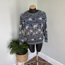Vintage Kitschy Unique Hunting Caveman eccentric sweater men’s med?