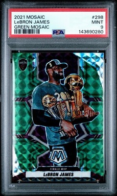 💥2021 Mosaic Lebron James #298 Finals MVP Green Mosaic PSA 9