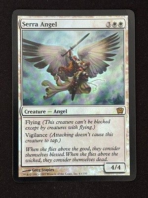1x MTG Serra Angel (Crimped, Foil) - 9th Edition (9ED) #43 - Magic the Gathering