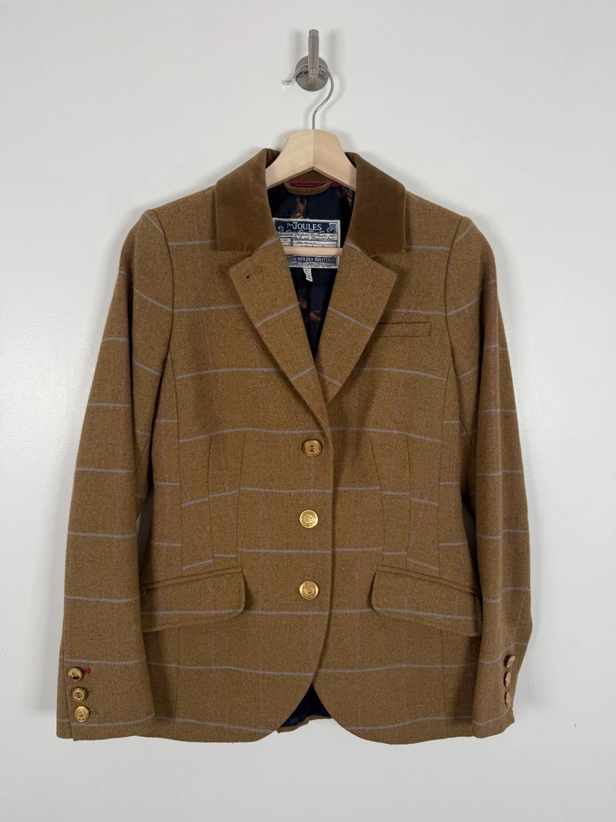 Veste Tweed Marron Joules - Taille UK 8 (XS) - Occasion Très Bon état