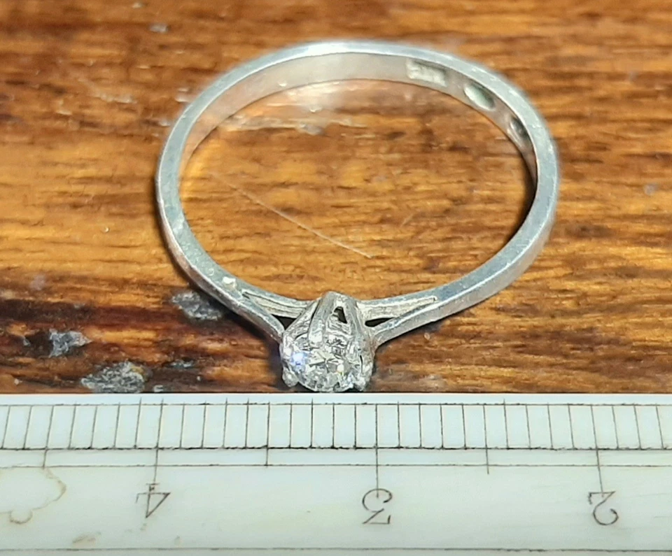 Anello- Solitario-Argento- Zaffiro Bianco Vintage - Immagine 2 di 4