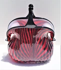 Hand-Blown Murano cased glass Black Red & white  art Glass Handbag Purse Vase