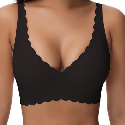 Women Wireless Jelly Bra Full Coverage Push Up Bralettes Deep V Soft Comfort Bra