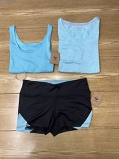 Womens Gym Workout Set 3 PCS Size L Tank T-Shirt  Short Stretch Breathable