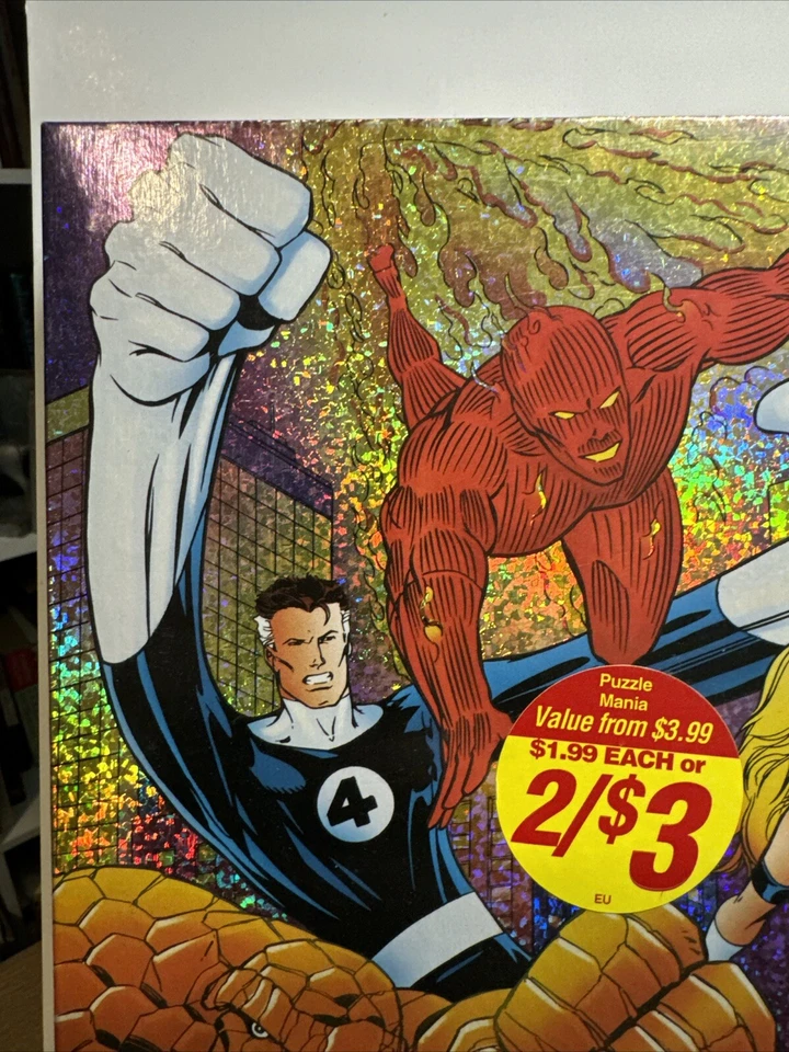 Rompecabezas de papel de aluminio vintage Marvel Fantastic Four Milton Bradley 1996 caja sellada  Foto 3 de 4