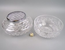 Royal Doulton Crystal Bowls x 2. Fruit & Rose  Bowl Vase. Cut Vintage Glass 7.5"
