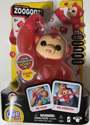 New Little Live Pets ZOOGOOZ Hug Hang Mooki Monkey Red Goo Jit Zu