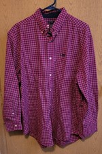 Chaps Long Sleeve Dress Shirt Red Striped  Men's Large