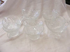 Vintage Prescut Lot of 6 Anchor Hocking Punch Bowl Glasses Starburst Pattern