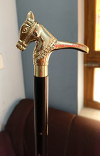 Nautical Brass Horse Handle Vintage Style black wood brass Inlay Walking Stick