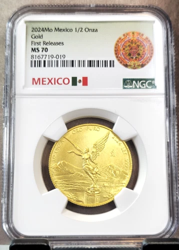 2024 MEXICO 1/2 ONZA GOLD LIBERTAD NGC MS 70 FIRST RELEASES RARE 1/2 OZ