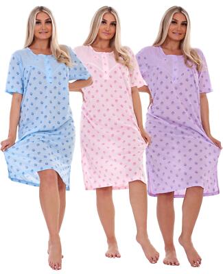 Übergröße Damen Nachtwäsche Knöpfe Blumenmuster kurzärmelig Nighties M bis 6XL