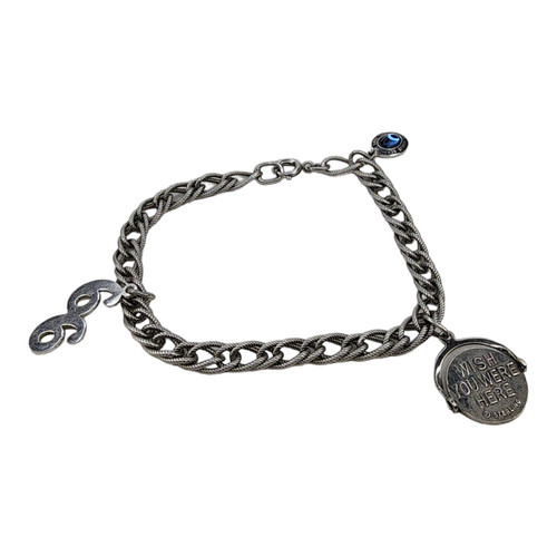 Vintage Sterling Silver 925 Charm Bracelet with Sterling Charms Niagra Falls '66