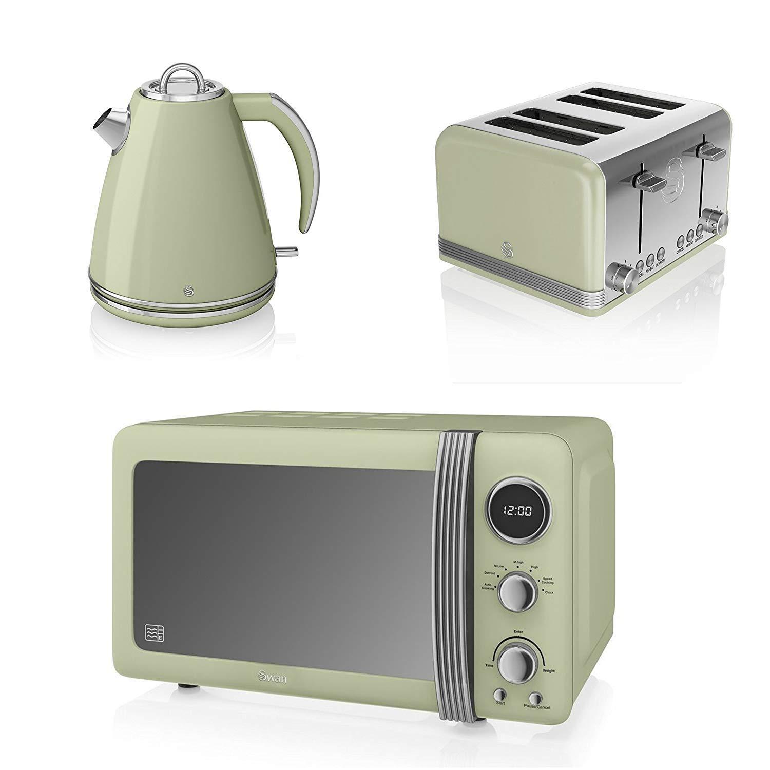  Swan  Kitchen  Retro Set  GREEN  Microwave 1 5L JUG Kettle 