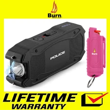 POLICE Stun Gun Burn Pepper Spray Combo Powerful Self Defense 1901 Black & Pink
