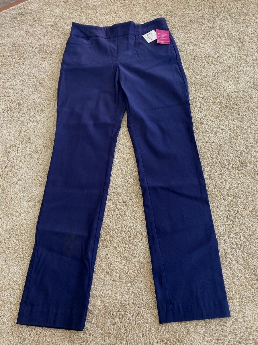 KIM ROGERS PANTS SZ 6R NAVY BLUE TUMMY CONTROL PULL ON STRAIGHT LEG NEW  WITH TAG