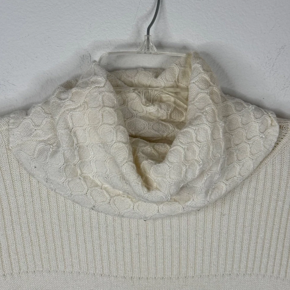 Vestido Suéter Casa Blanca Mercado Negro Crema Mezcla Cachemira Capucha Cuello Talla XS Foto 3 de 4