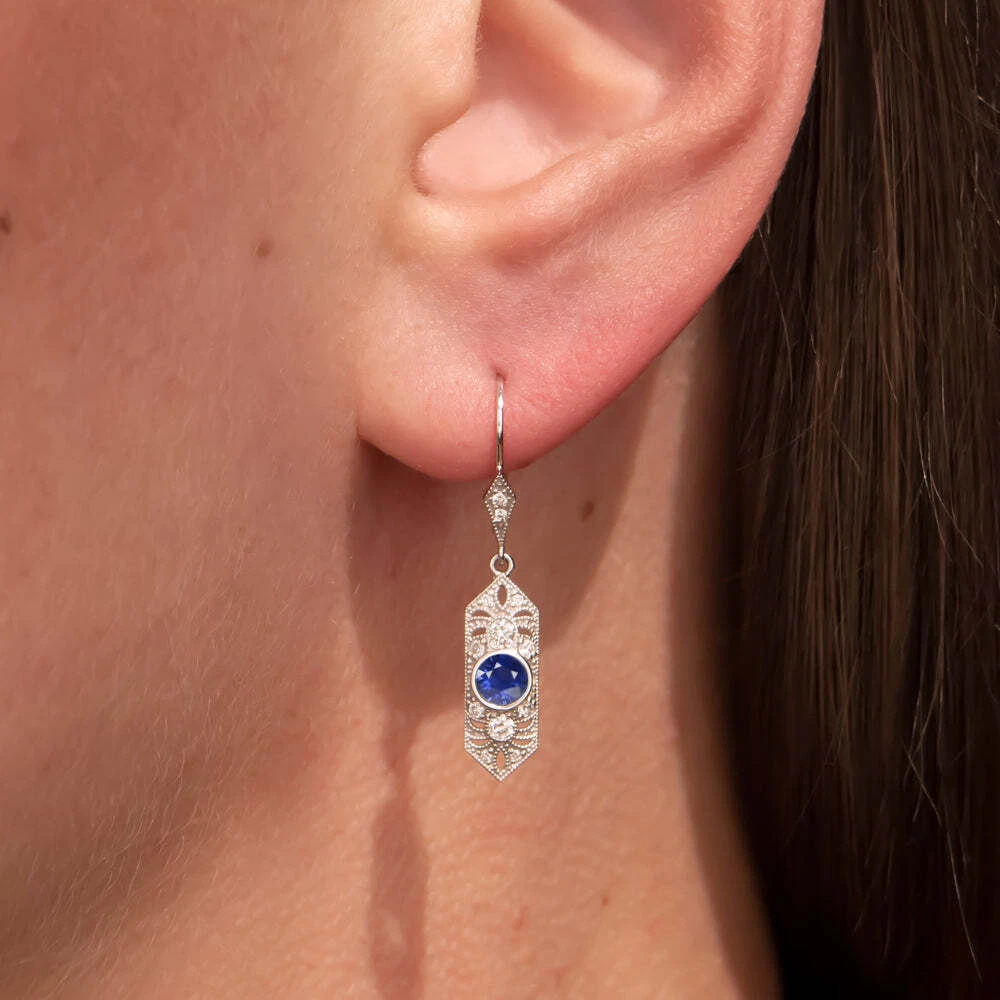 Sapphire art deco on sale earrings