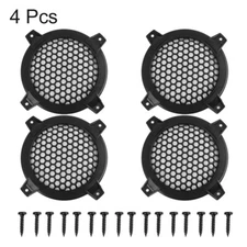 4pcs 4" Black Car Speakers Cover Plastic Mesh Woofer Subwoofer Grill Protector