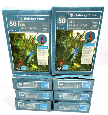 LED Christmas Multi Color Lights 50 String Green Wire Lot 8 Box Holiday Time 
