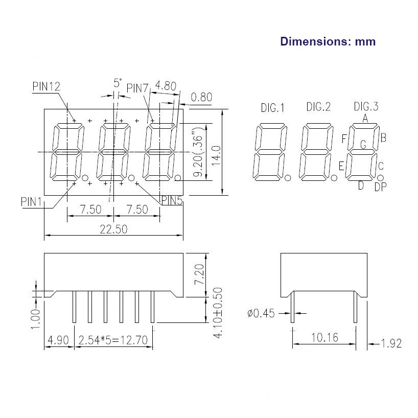 New 0.36" Blue LED 0.36 inch 3 Digit 7 Segment Display Common Anode / Cathode - Image 2 of 4