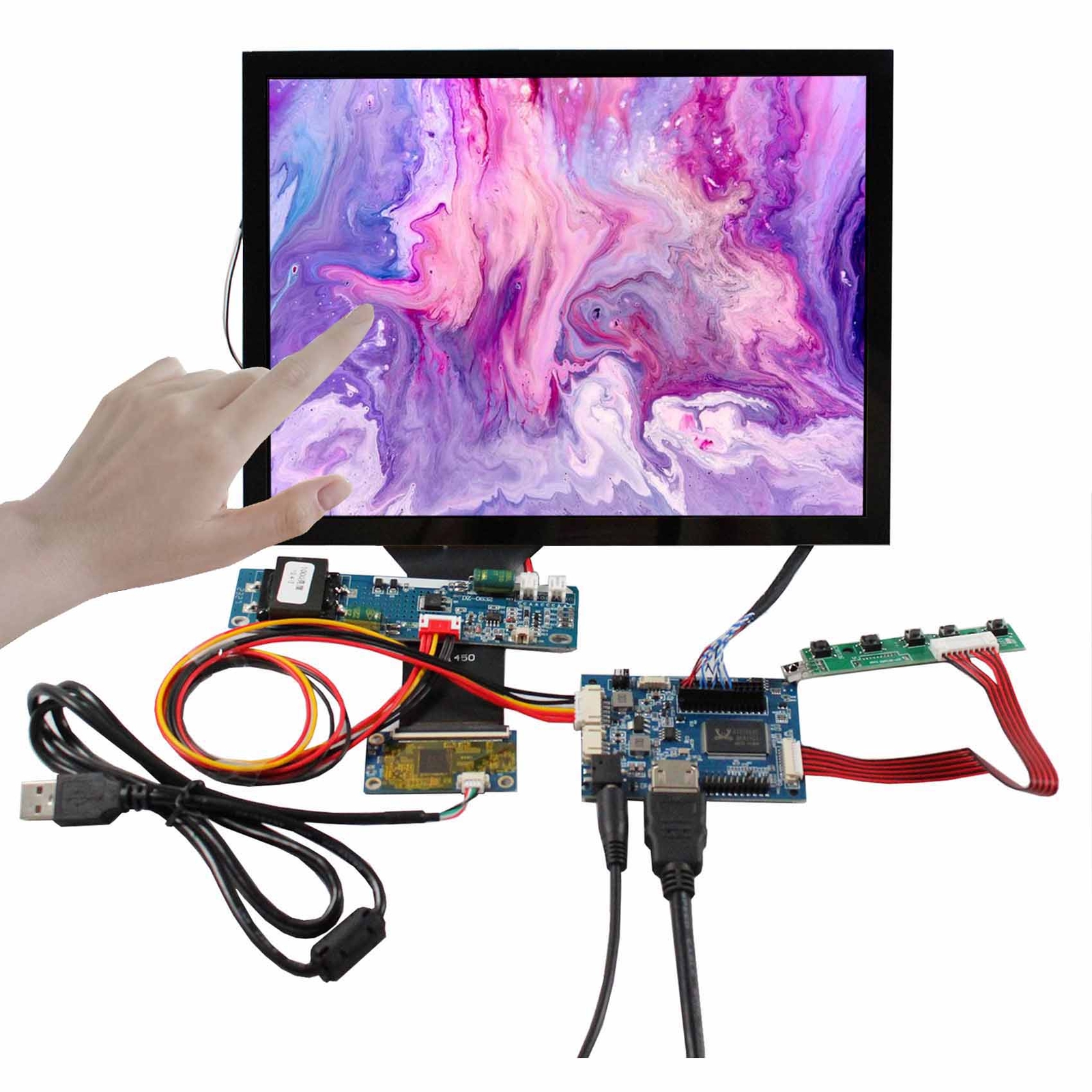 10.4"" 1024x768 500nit IPS LCD Capacitive Touchscreen HD Audio Controller Board