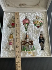 Merck Family’s Old World Christmas Wedding Set Bride Groom Church Bouquet Box