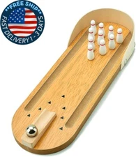 Juego de bolos en miniatura de mesa, mini juego de bolos de madera para el