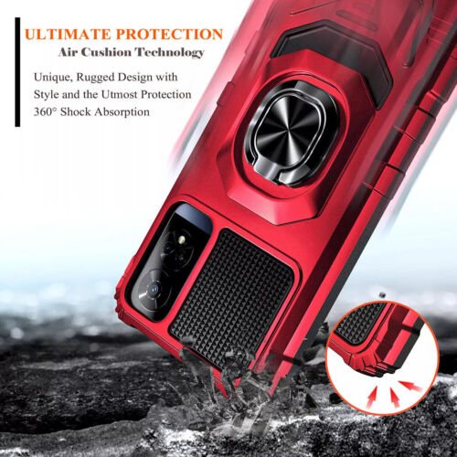 For TCL 50 XE NXTPAPER 5G Case Shockproof Ring Stand Holder Cover+Tempered Glass - Photo 3 sur 11