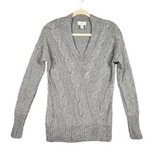ANN TAYLOR LOFT 254194 Gray Cable Knit Wool Blend Pullover Sweater SIZE S