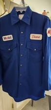 Workrite FR Nomex Work Shirt Size 14-1/2 Royal Blue Snap Mobil Oil Pegasus Patch