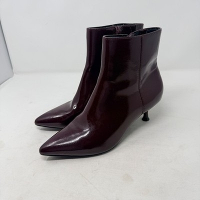 Rachel Zoe Zoe Cherry Patent Pointed Toe Kitten Heel Ankle Boots 7.5 Chic