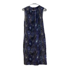 Tory Burch Sleevless Silk Blend Dress Peacock Purple