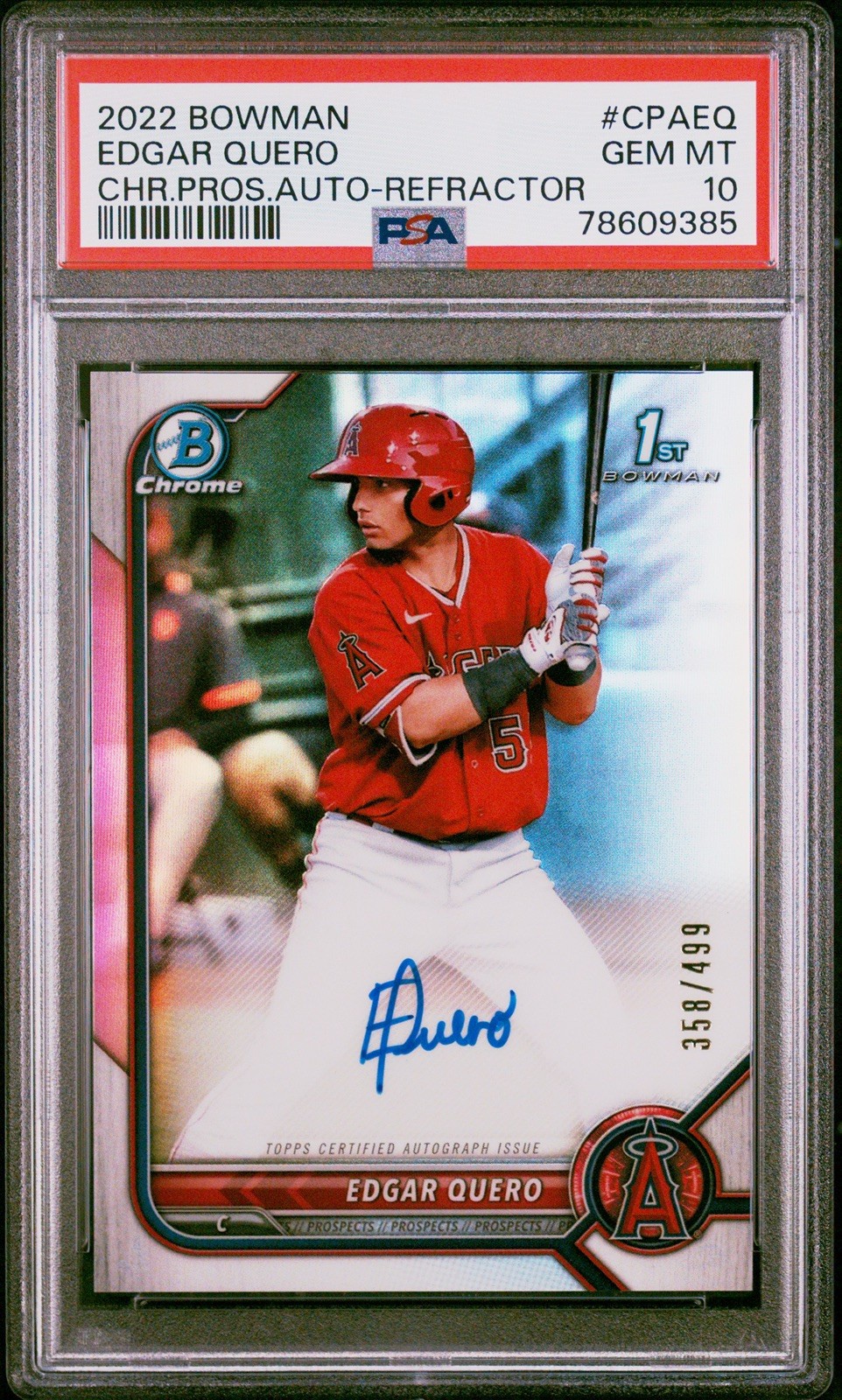 2022 Bowman Chrome Edgar Quero Refractor Auto /499 #CPA-EQ Sox PSA 10 GEM MT