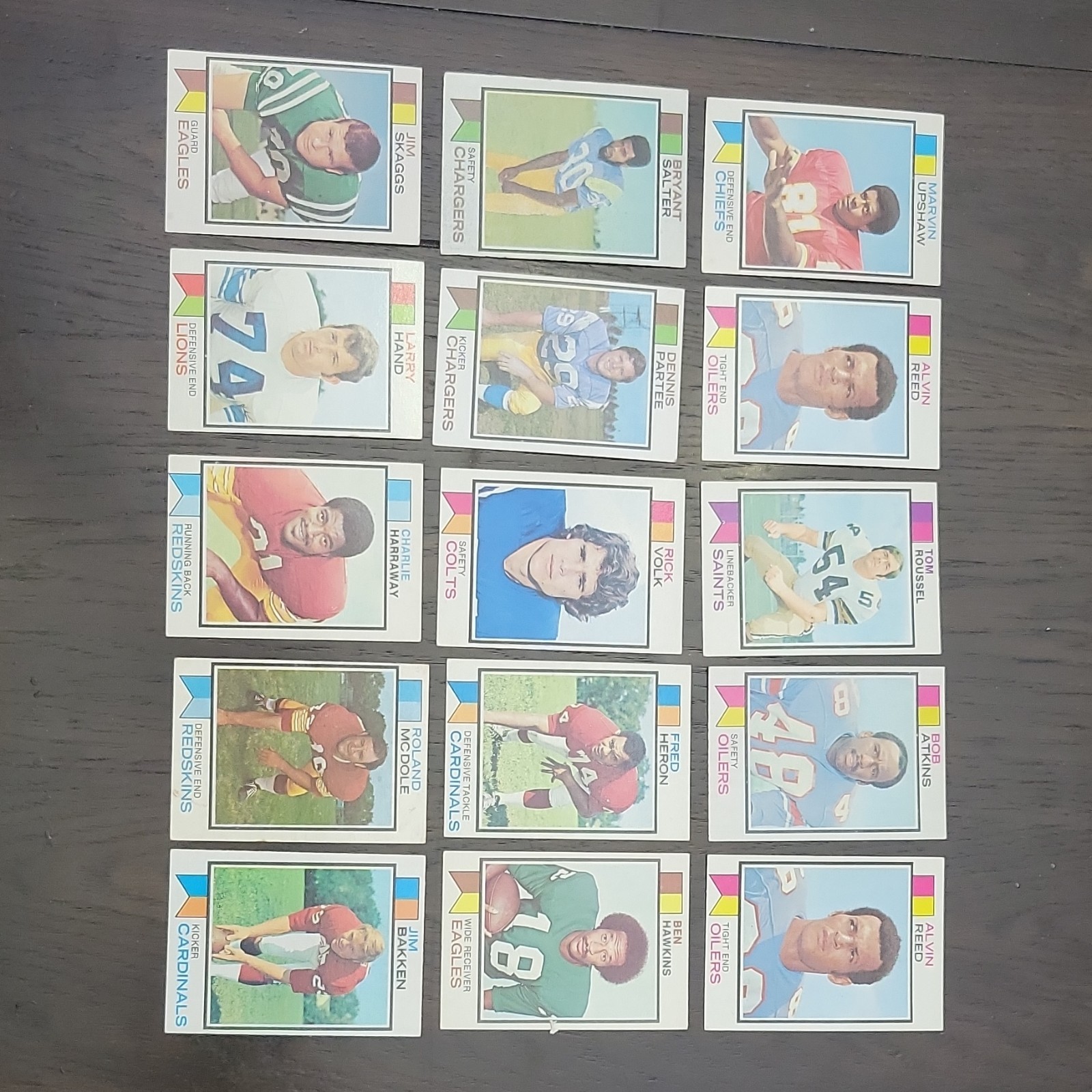 Topps 1973 NFL Football Card Lot 15 Vintage Cards Jim Skaggs Bryant Salter