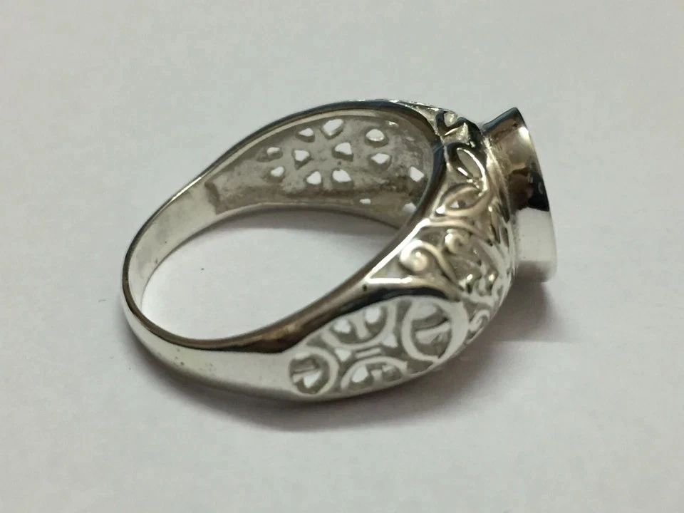 Solid 925 Sterling Silver Ring Setting 9 x 11 mm Oval Semi Mount Setting Jewelry - Image 3 of 4