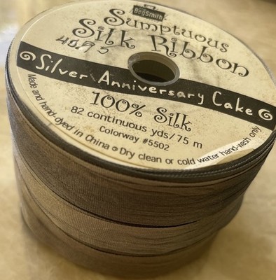 The Bagsmith, SUMPTUOUS SILK RIBBON, 100%Silk, HD, 75m, Silver Anniversary Cake