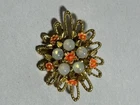 Vintage Opal Pearl Floral Brooch Fashion Jewelry Costume Pin