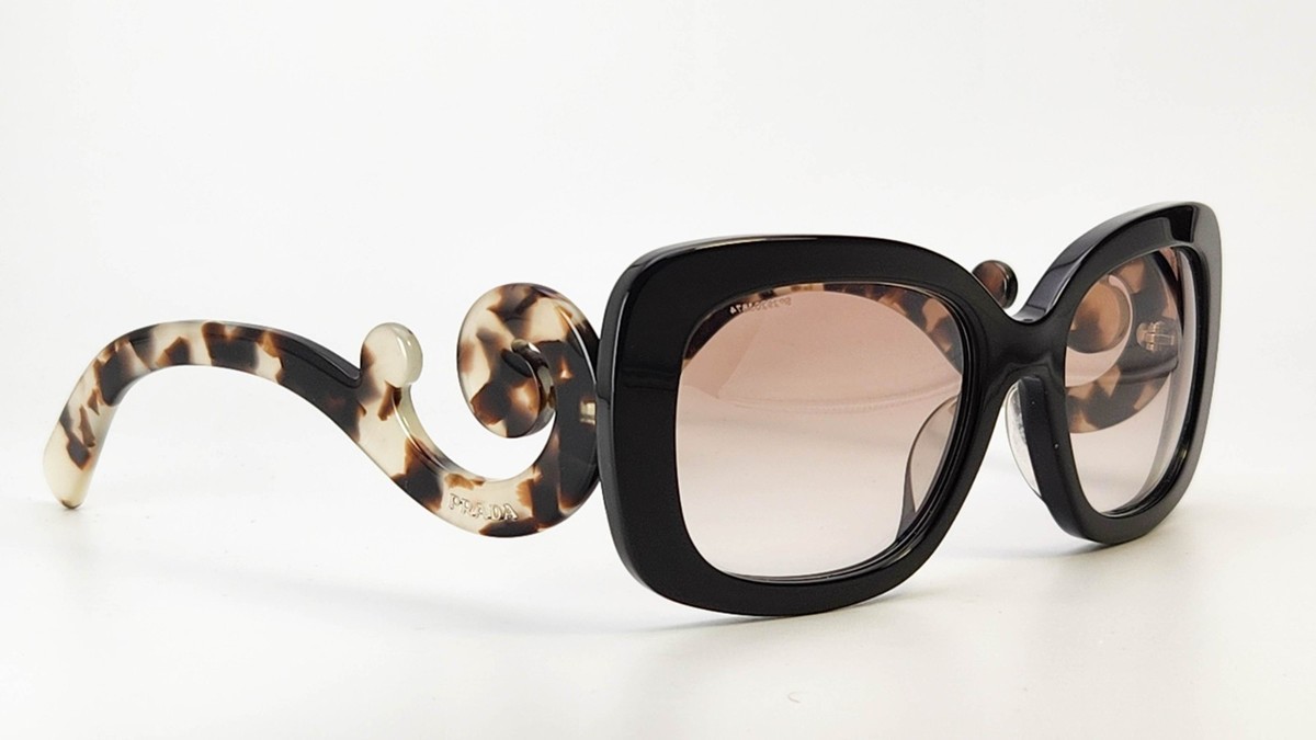 Prada Baroque Scroll Sunglasses SPR 27O-A Black Tortoise Frame