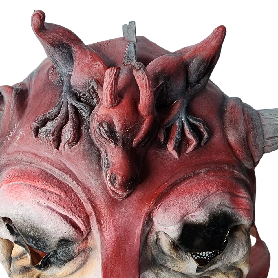 Skull Warriors The Red Dragon Latex Mask Devil Horns 1996 Rubie's Costume Co. - Image 2 of 4