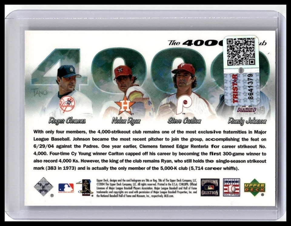 2005 Upper Deck 4000k Club /4000 - Signed by Clemens and Carlton - Authenticated - Image 2 of 3