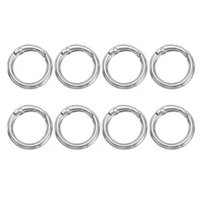 Spring O Rings, 8Pcs 1.1 Inch Metal Round Clips Keychain, Silver