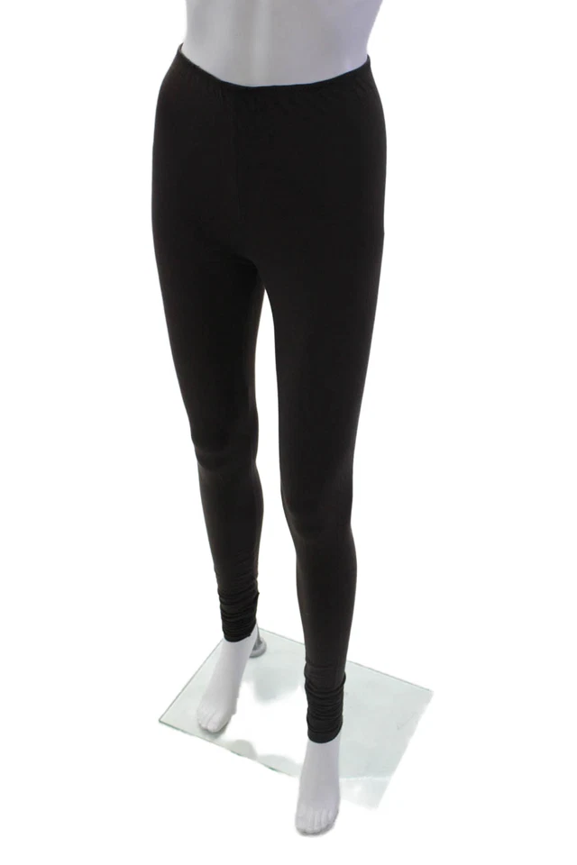 Leggings largos elásticos para mujer Norma Kamali marrón liso talla S Foto 2 de 4