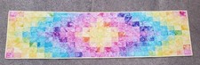 NEW Yellow 12 Hand dyed Pastel Colors Table Runner Quilt 16" x 61" Quilted