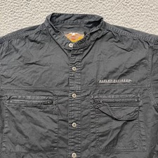 Harley Davidson Shirt Mens L Black Mechanic Button Up Motorcycle Biker Grunge