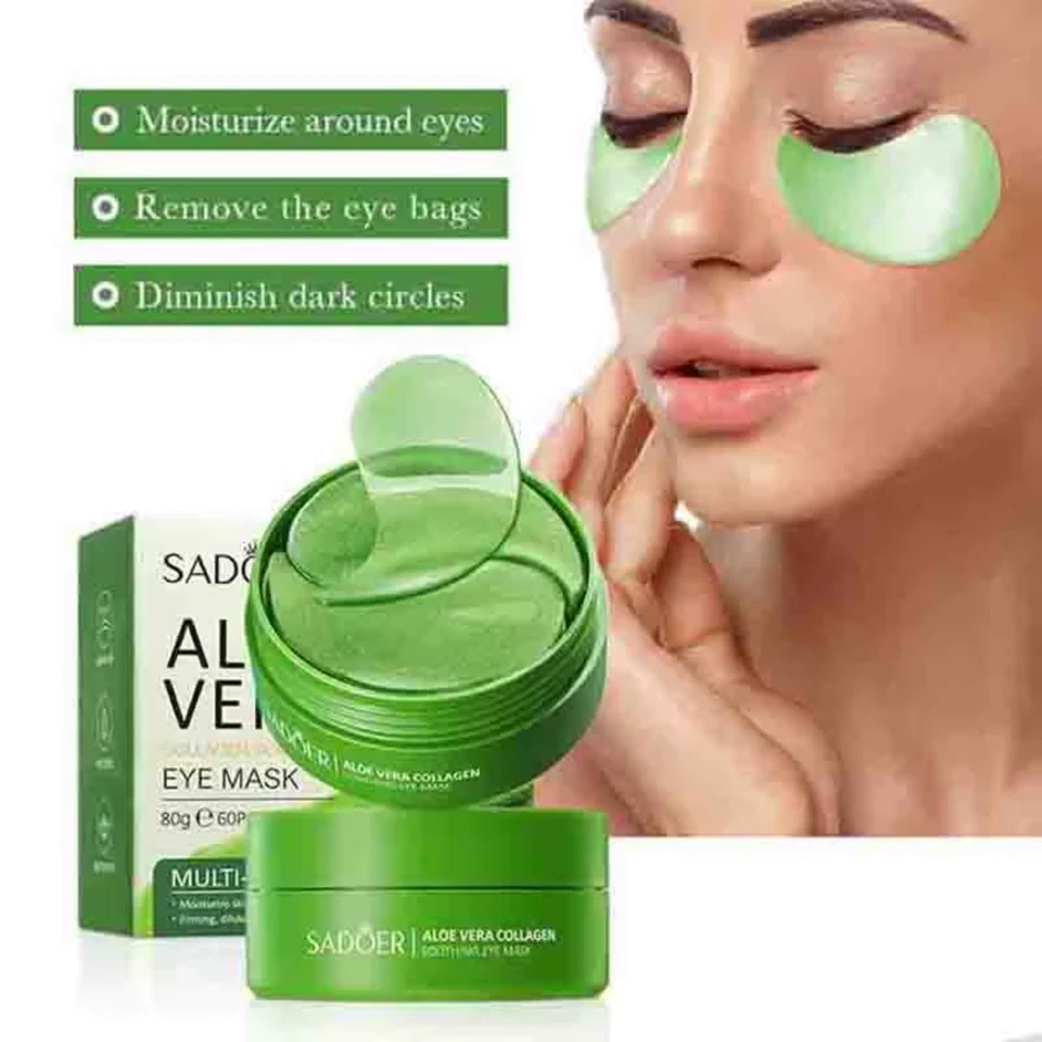 60 PCS UNDER EYE PADS ALOE VERA COLLAGEN MASK HYDRATING ANTI AGING WRINKLES - Image 2 of 4