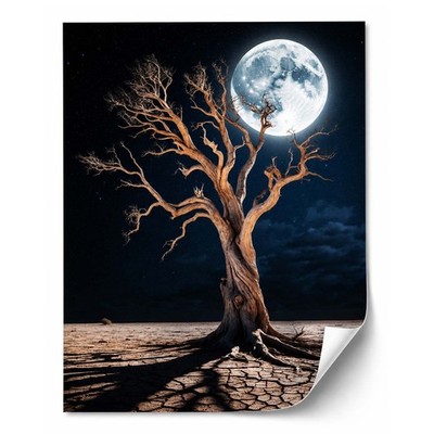 Ancient Tree Moonlight Canvas Wall Art Print 8x10 Modern Nature Home Decor