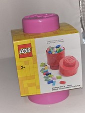 LEGO Stackable Storage Brick with knob Container Round Pink NEW