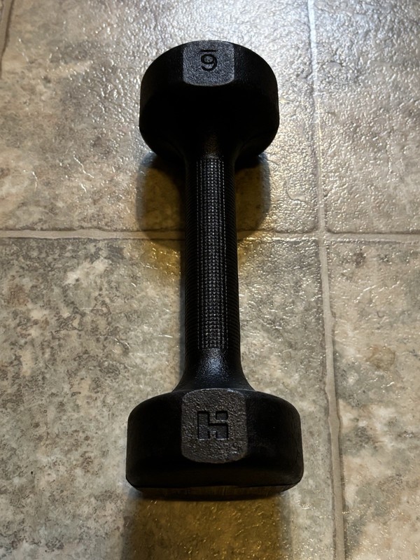 VINTAGE hi Hoffman Industries Dumbbell 6 LB WEIGHT  Round Head Single Hour Glass