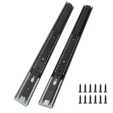 1 Pair Soft Close Drawer Slides 16 Inch Black Heavy Duty Side Mount Full Exte...